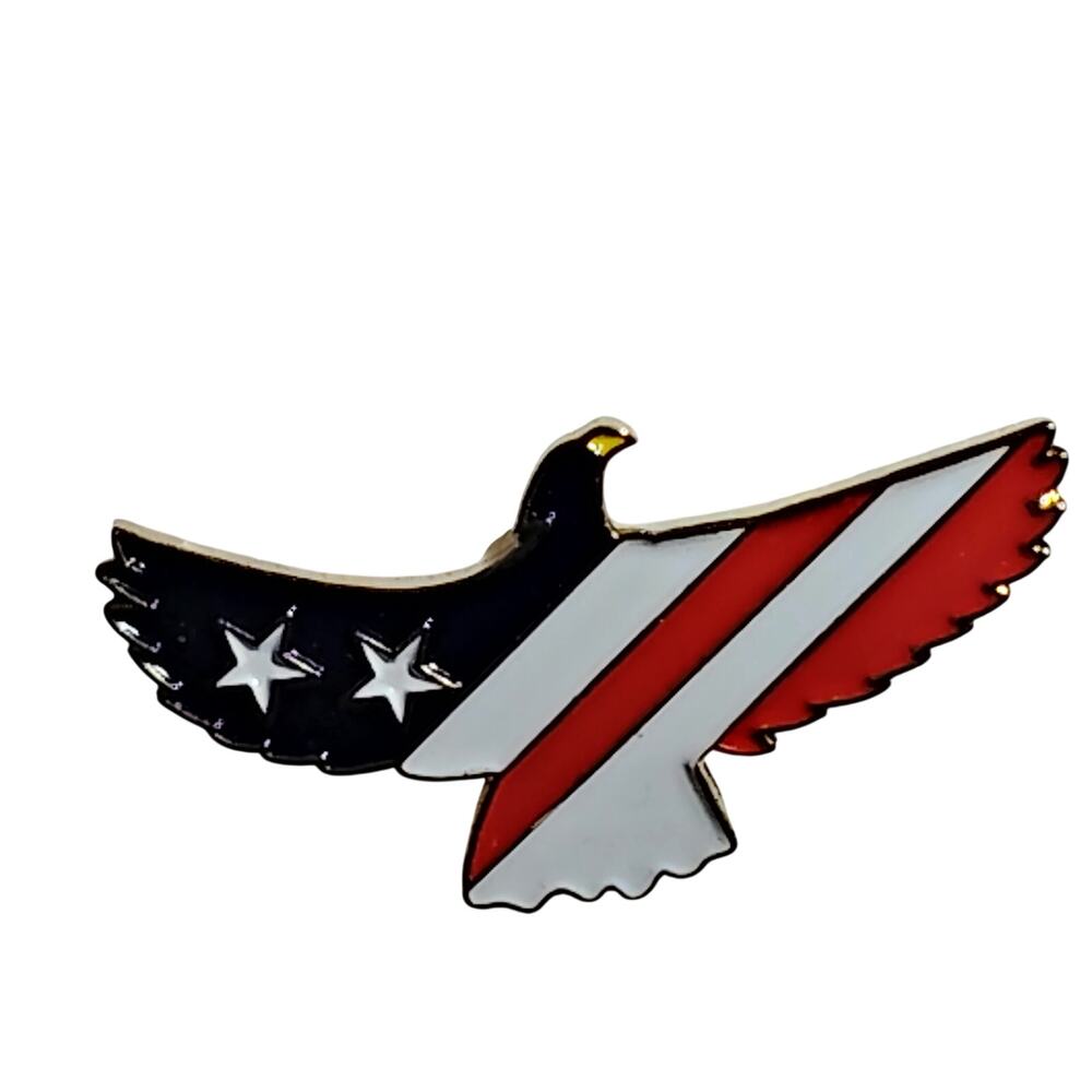 USA Flag Eagle Stars Pin – 1‑5/8" × 3/4" Lapel Pin